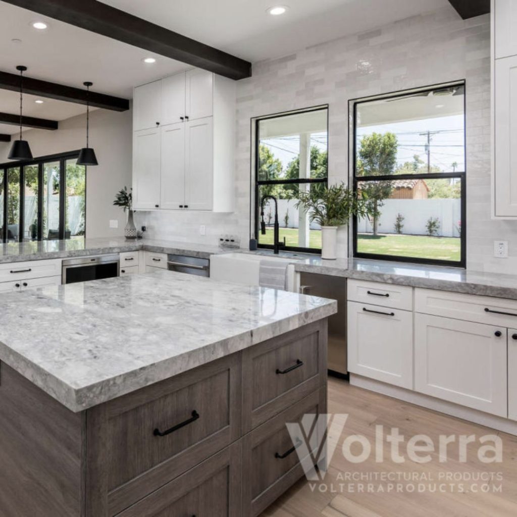 faux wood beams in kitchen