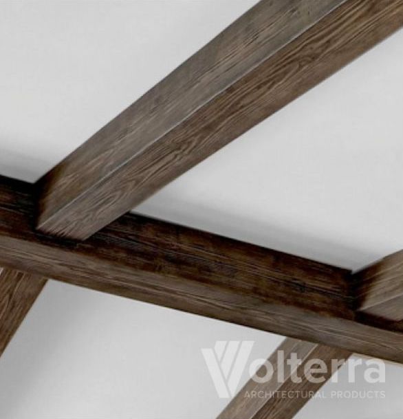 Closeup of Volterra faux wood beams