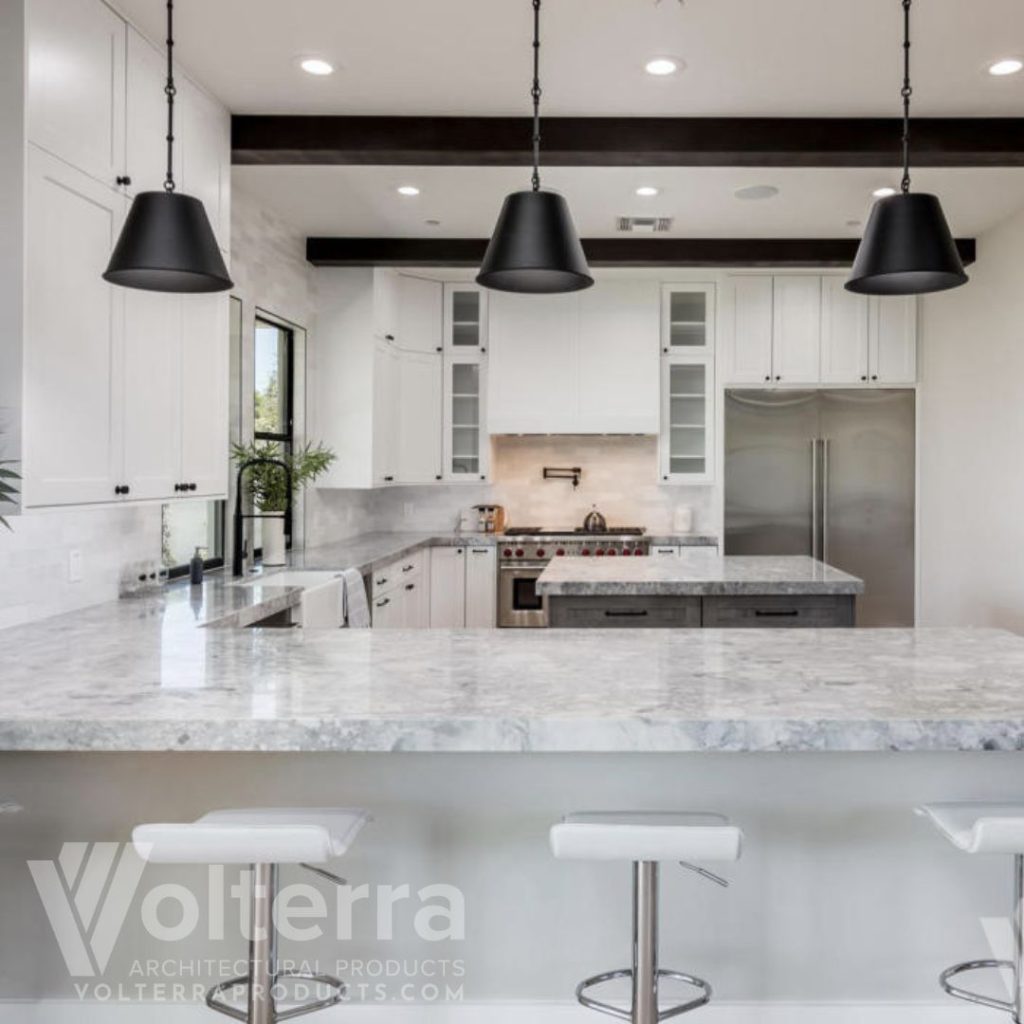 kitchen with faux wood beams